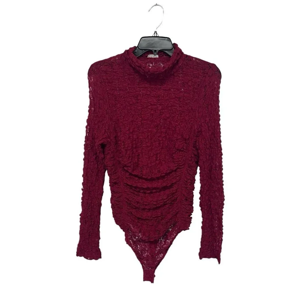 NWOT Free People |  Wo Day & Night Lace Long Sleeve Bodysuit Holly‎ Berry S